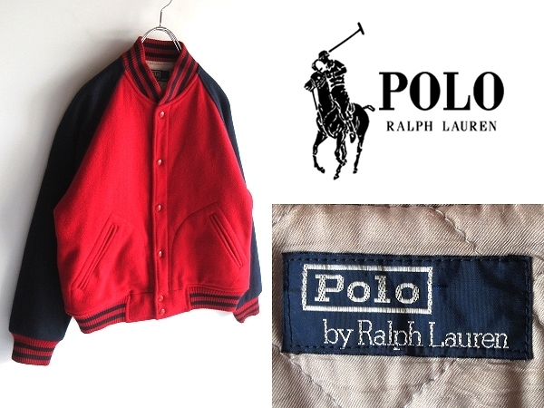 豪華 バイカラー ラルフローレン ポロ Lauren Ralph by Polo 80sビンテージ 希少 ウール 赤紺 ネイビー レッド エコダウンジャケット スタジャン ジャンパー、ブルゾン 豪華 バイカラー ラルフローレン ポロ Lauren Ralph by Polo 80sビンテージ 希少 ウール 赤紺 ネイビー レッド エコダウンジャケット スタジャン ジャンパー、ブルゾン
