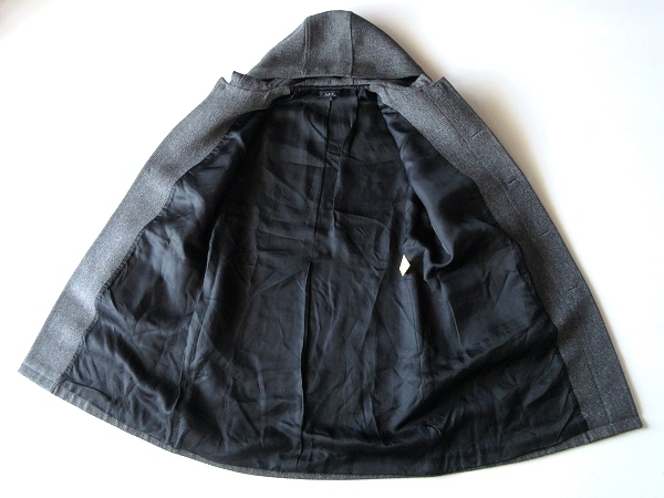 希少 90sビンテージ フランス製 A.P.C. アーペーセー 裏地付 ウール ヘリンボーンツイード ロング フードコート 3 グレー アーカイブ HIVER
