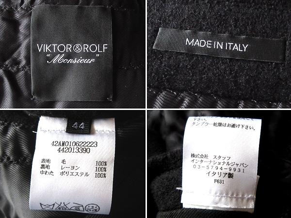 LOOK  использование   товар в хорошем состоянии   Италия  пр-во   VIKTOR&ROLF ...&...  наполнитель  / эко ...  шерсть ...  слой  ...P пальто   Leaf  ... пиджак  44  черный 