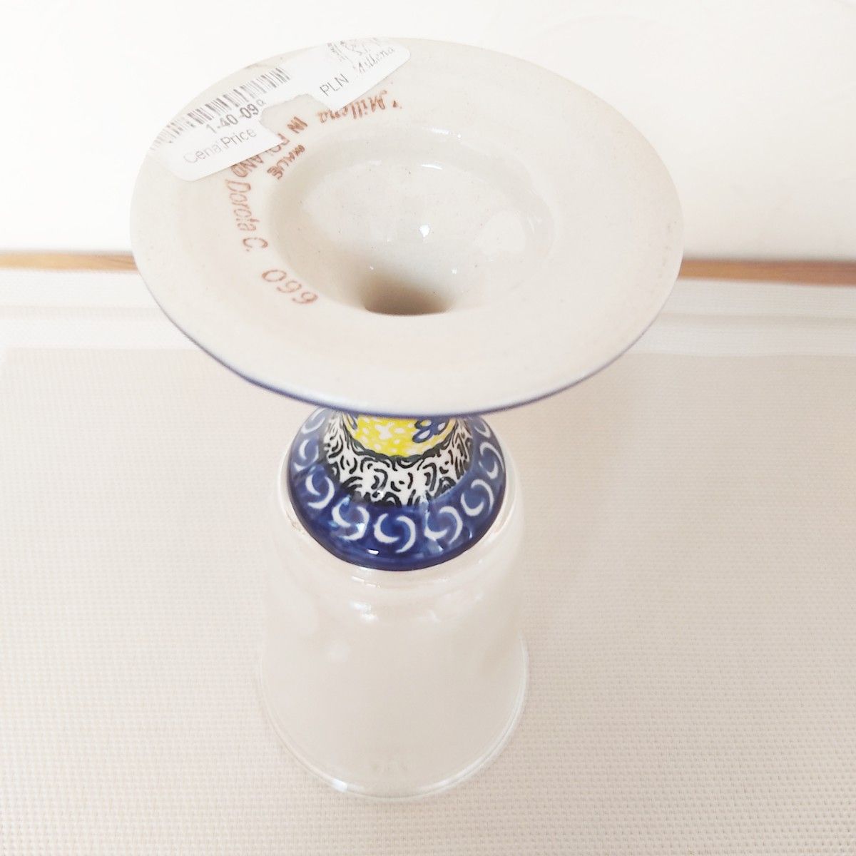脚付きグラス　ポーランド食器　ツェラミカミレナ　陶器製　ワイングラス　すりガラス　O99