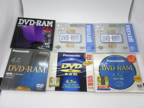 Q 7-11 unopened DVD-RAM summarize 6 pieces set 4.7GB 5 sheets 9.4GB 1 sheets Panasonic mak cell TDK