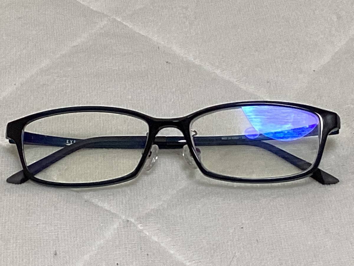 極美品　「アイクラウド-EC1049」　強度近視用メガネ　「EA67BU-H」　樹脂フレーム　「-7.00」　「右レンズ＝度無しレンズ」