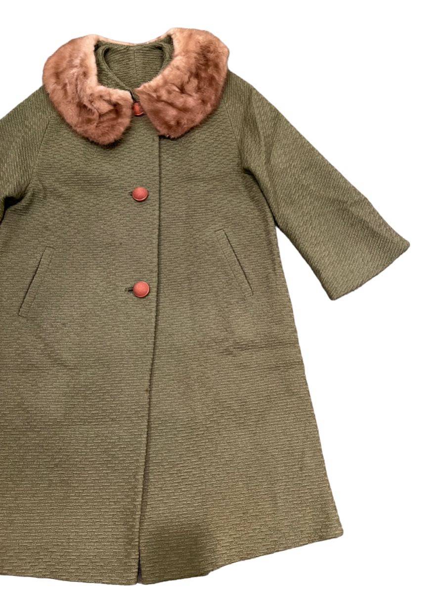  Vintage 50s пальто с мехом норка мех воротник 50 годы fif чай z.. цвет зеленый редкий цвет контри-рок s.ng