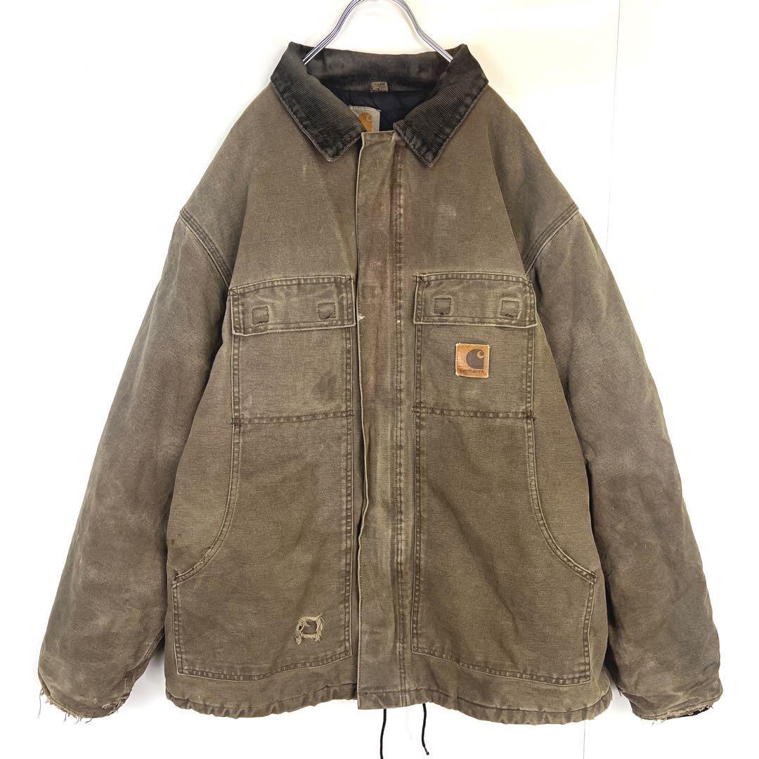 90年代 Carhartt カーハート ダックジャケット レザーパッチ