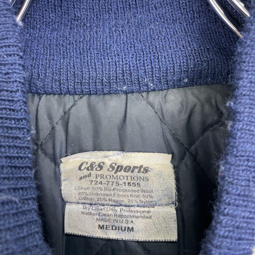 USA製 C&S sports ウール スタジャン メルトン ワッペン 刺繍 青 USA製 C&S sports ウール スタジャン メルトン ワッペン 刺繍 青