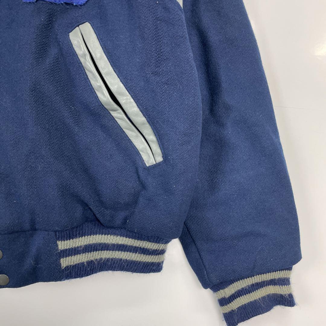 USA製 C&S sports ウール スタジャン メルトン ワッペン 刺繍 青 USA製 C&S sports ウール スタジャン メルトン ワッペン 刺繍 青