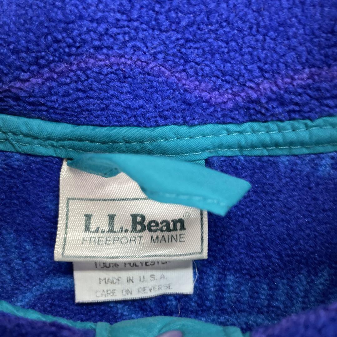 80s USA製 L.L.Bean エルエルビーン フリースプルオーバー 総柄_画像2