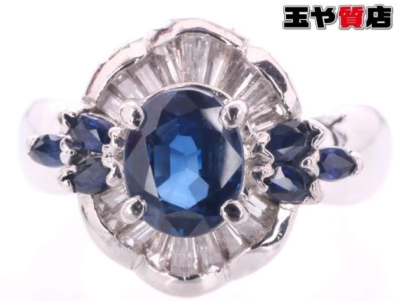 格安 サファイヤ 0.80ct プラチナ pt900 10号弱 リング デザイン 0.30