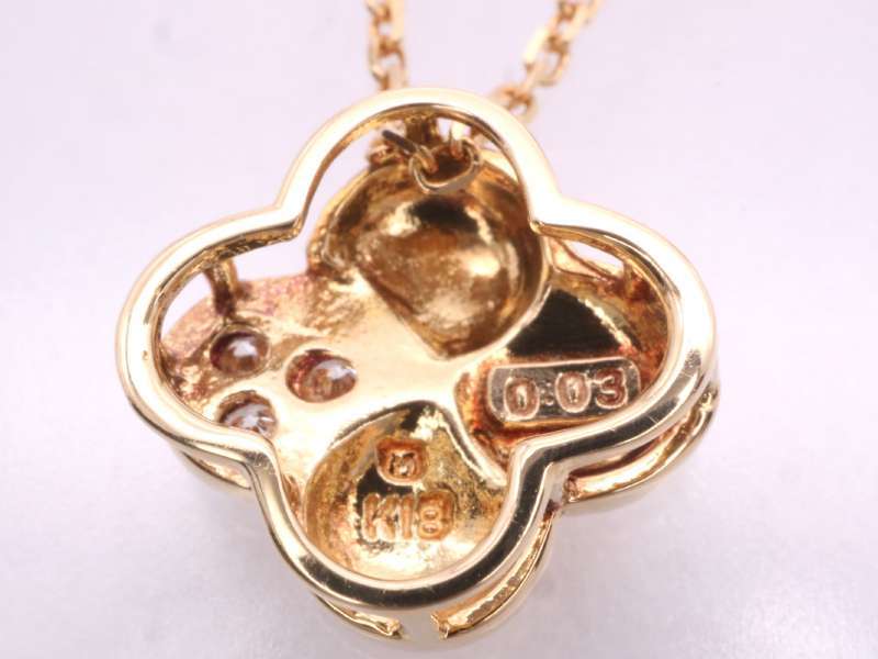  Mikimoto beautiful goods diamond 0.03ct flower pendant necklace K18YG yellow gold 