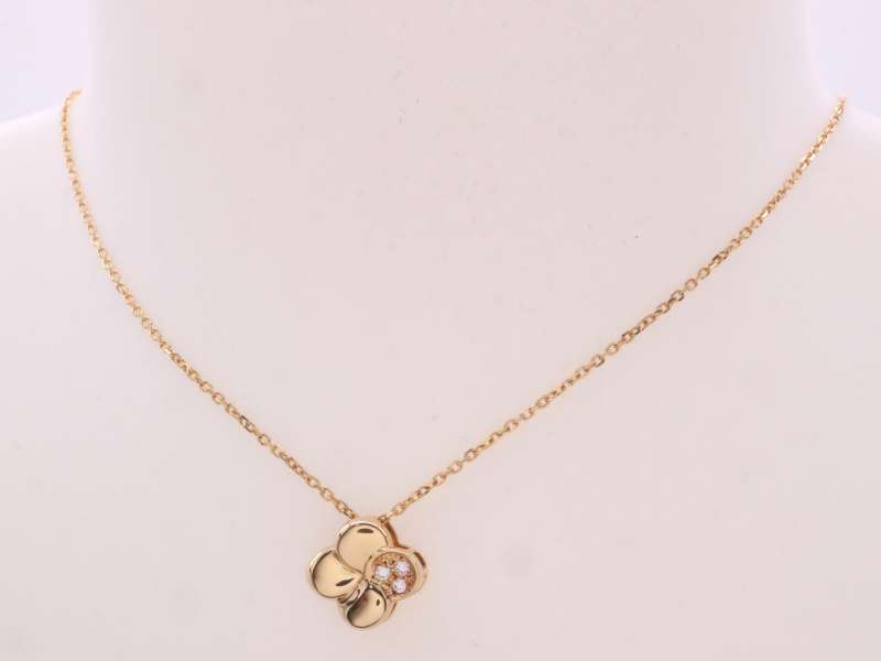  Mikimoto beautiful goods diamond 0.03ct flower pendant necklace K18YG yellow gold 