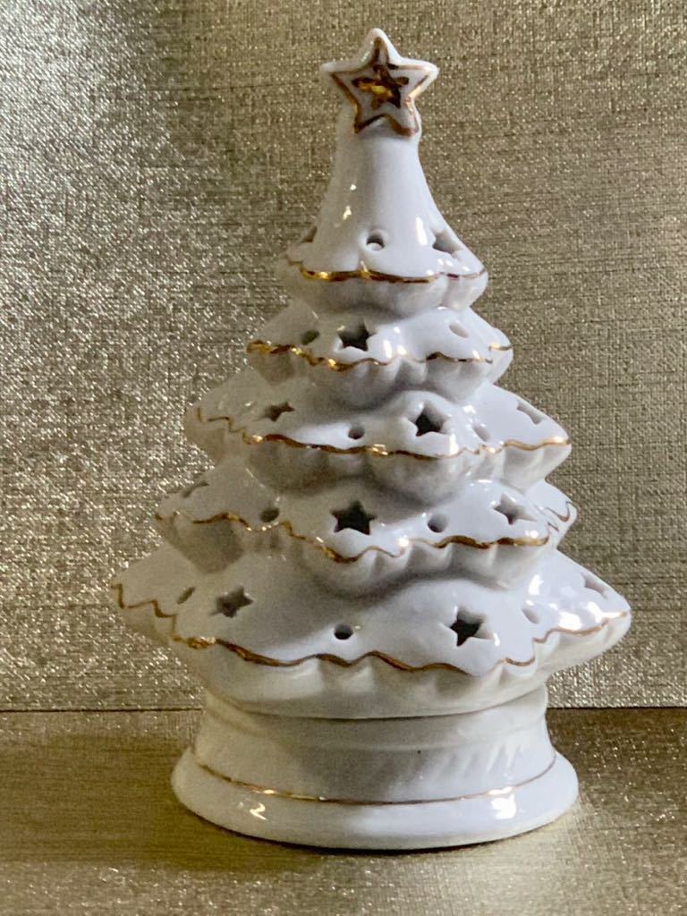 陶器のクリスマスツリー キャンドルホルダーの画像1