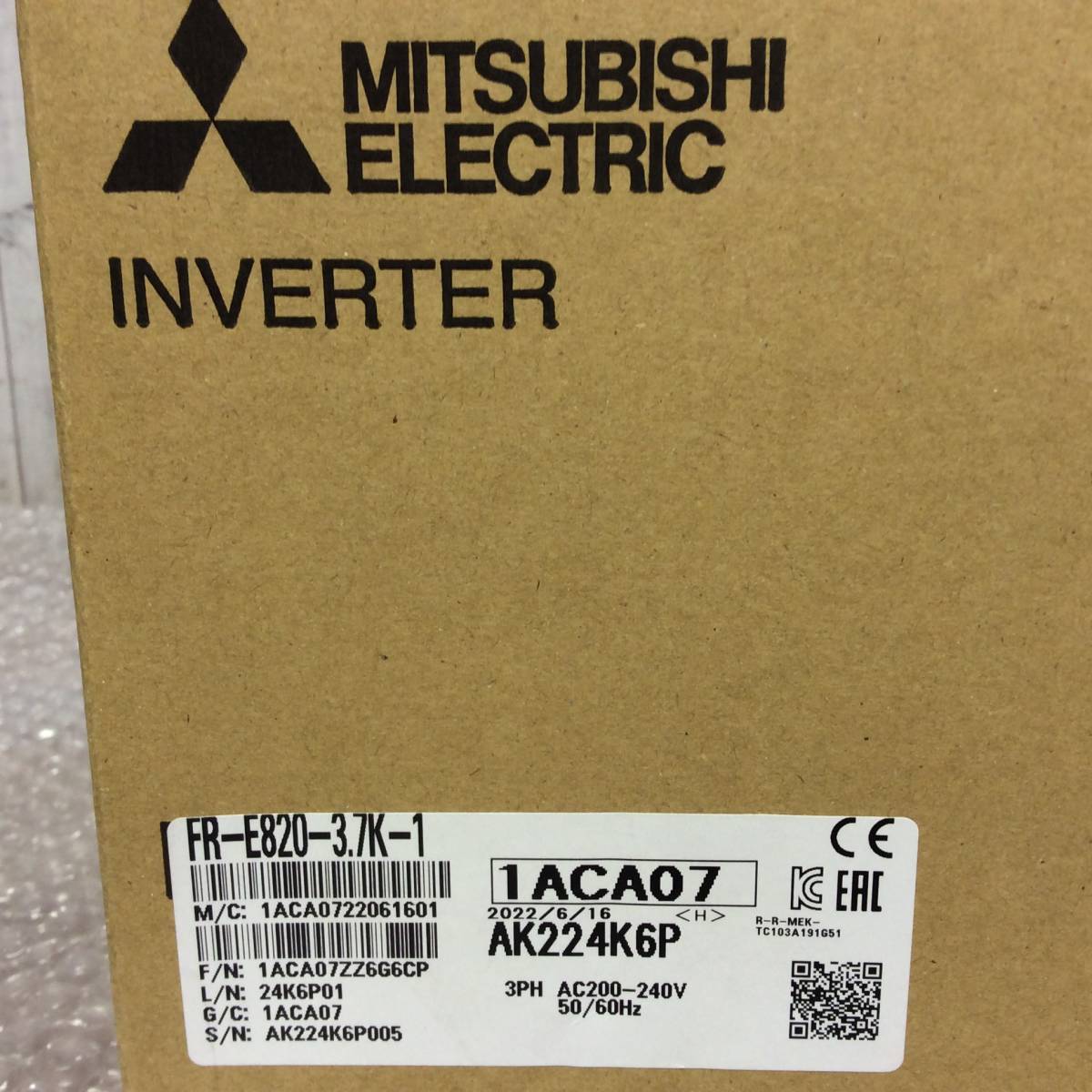 【AH-9155】 ★送料無料★ 新品未使用品 MITSUBISHI 三菱電機 インバータ 2022年製 FR-E820-3.7k-1
