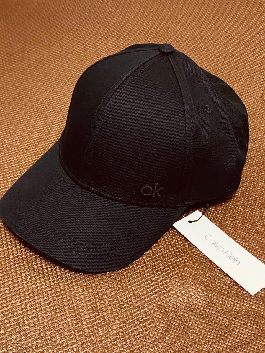 新品★ Calvin Klein カルバンクライン シンプル ロゴ キャップ ★黒 帽子 カジュアル モノトーン_画像1