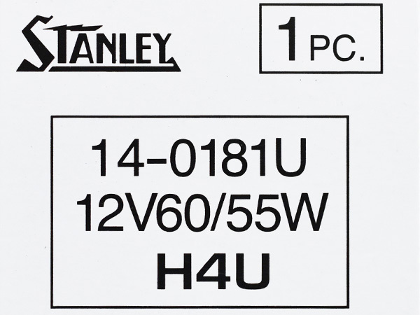  halogen 12V 60/55W H4U T14.2 P43t-38 modified 14-0181U Stanley STANLEY halogen valve(bulb) 1 piece 