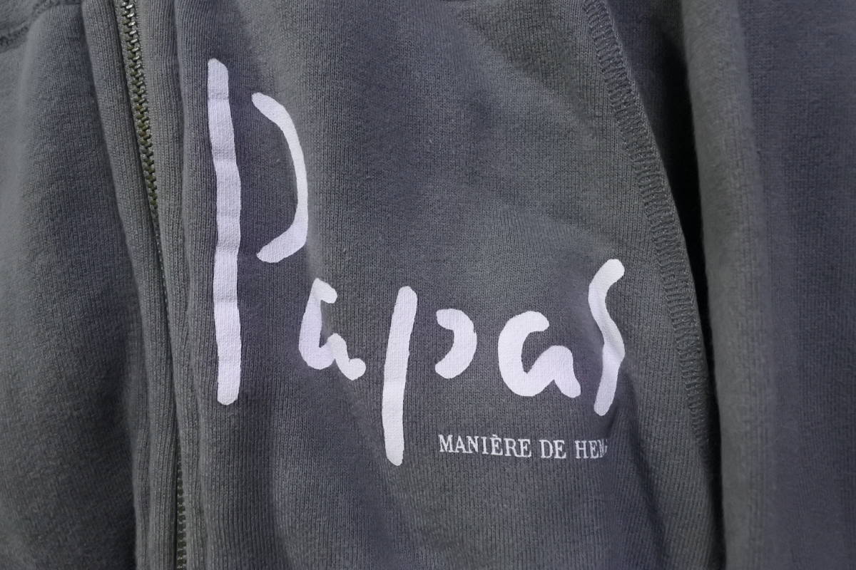 Papas パパス スウェット パーカー size M スレートグリーン バックロゴ_画像6