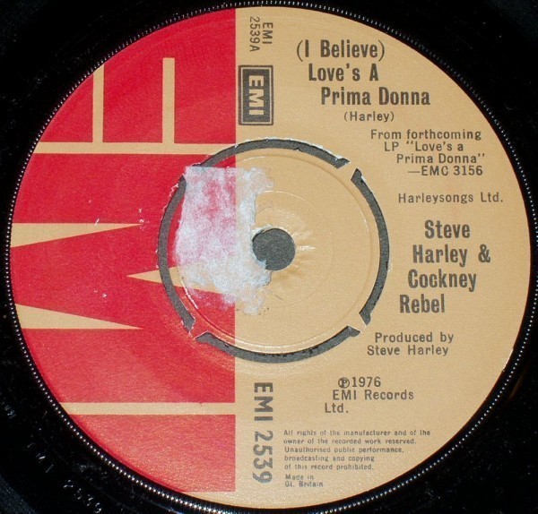COCKNEY REBEL (I Believe) Love's a Prima Donna UK盤シングル_画像3