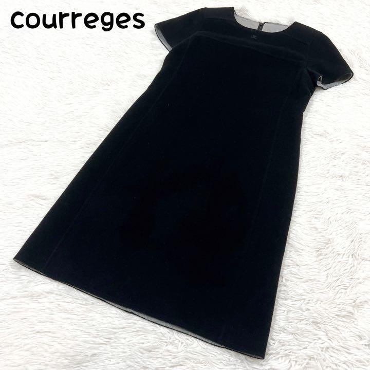 courreges クレージュ ワンピース ウール カシミヤ アンゴラ Aライン_画像1