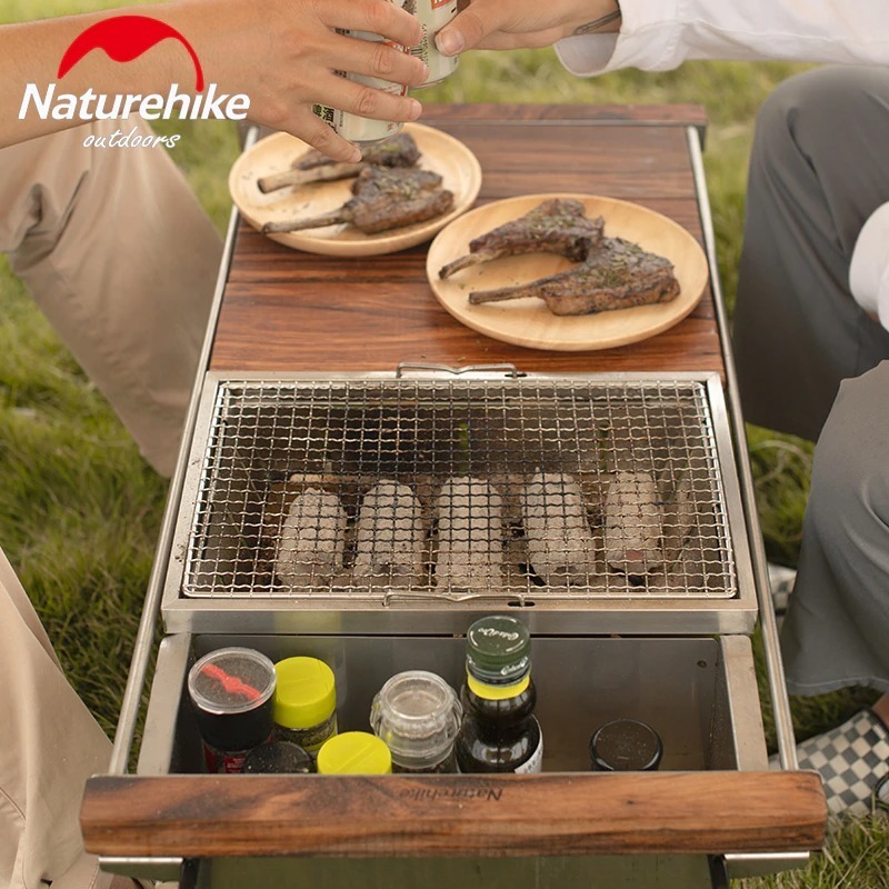 【送料無料】 Naturehike ポータブル ステンレス バーベキューグリル 焦げ付き防止 折りたたみ式 キャンプ フィールドス_画像4