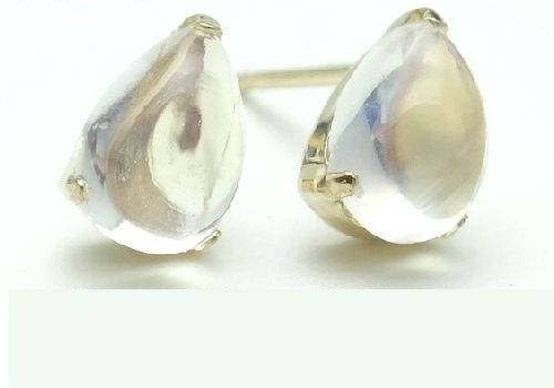 6 month birthstone * blue moonstone pair Shape kaboshonK10 WG YG earrings jewelry 6x4