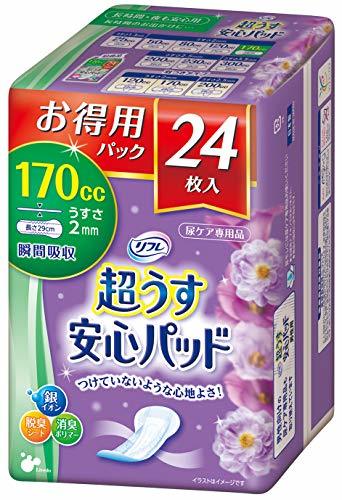 リフレ 超うす 安心パッド お得用パック 失禁 尿モレ 尿漏れシート 薄型 吸収 消臭 170cc 24枚入_画像1