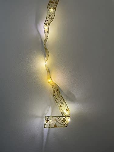 クリスマスツリー ライト リボン 1m ゴールド 飾り 金 LED イルミネーション 電池式 ツリー 撮影小物 電飾 【七色工房】 (ゴールド,_画像5