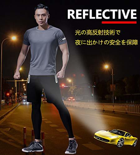 メンズ トレーニングウェア ランニング シャツ 4点セット スポーツウェア コンプレッションウェア 長袖 半袖 ジム tシャツ メンズ_画像4