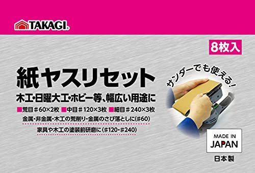 高儀 TAKAGI 紙ヤスリセット 荒目(#60)×2枚/中目(#120)×3枚/細目(#240)×3枚_画像6