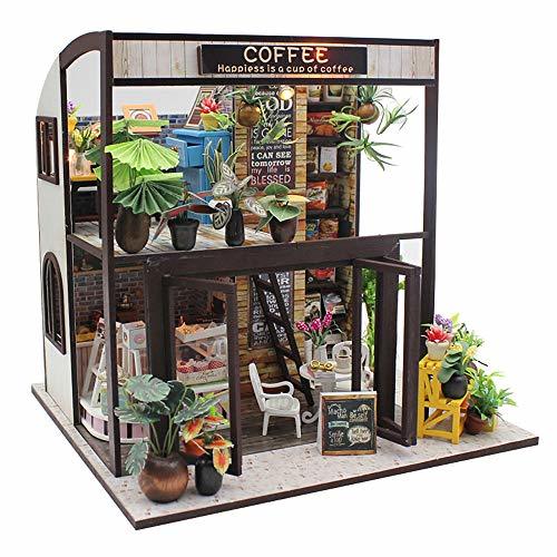 moin moin ドールハウス ミニチュア 手作りキット セット 植物たくさんのコーヒー屋さん | 喫茶店 カフェ 珈琲 二階建て モダン | 中型 |