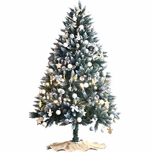 タンスのゲン クリスマスツリー 180 オーナメント付き LEDライト付き 松ぼっくり付き 雪化粧 180cm christmas