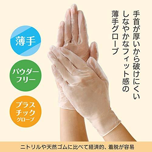 ナースリー 使い捨て手袋 プラスチックグローブ(パウダーフリー) 薄手 破けにくい 粉なし 医療 病院 3箱セット M_画像2