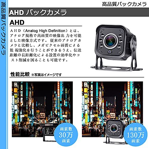 バックカメラ バックモニター カメラモニターセット AHD1080P 正像＆鏡像切替対応 ガイドライン有無表示 12V＆24V対応 大型車対応の画像2