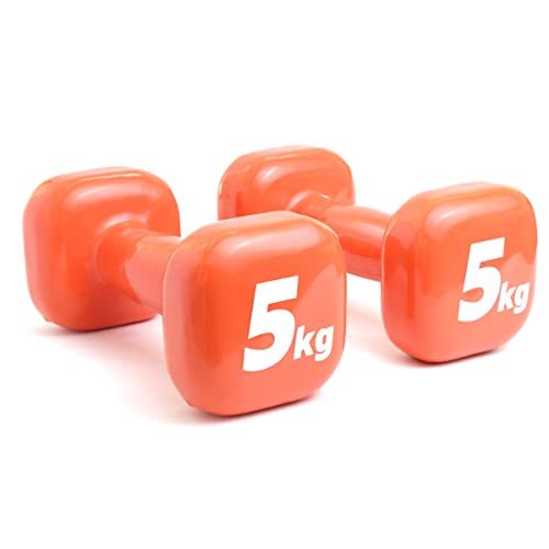 2個セット ダンベル 5kg オレンジ POPなカラー 高耐久性 安全 お手入れ簡単 筋力トレーニング ダイエット