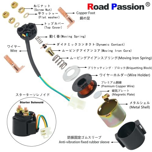 Road Passion バイク オートバイ用 スターター リレー ソレノイド ヤマハ Timberwolf 250 YFB250 1992-1999 SRX250 SRX 250 1987 1988_画像10