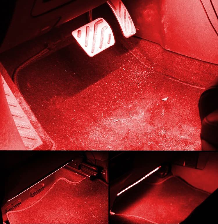 車内用 LEDテープライト フットランプ バイク 両面テープ 足下照明 車内装飾用 テールランプ 15SMD 30CM 12V車用 防水 高輝度 切断可 4本_画像2
