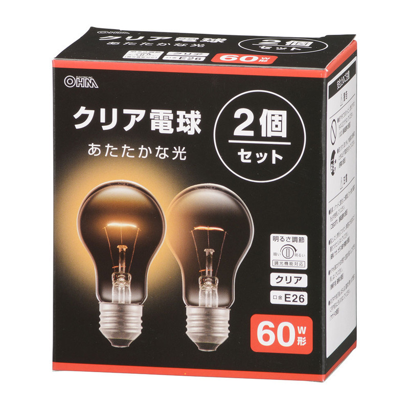  light bulb E26 60W shape clear 2 piece set lLB-D5660C-2PN 06-4741 ohm electro- machine 