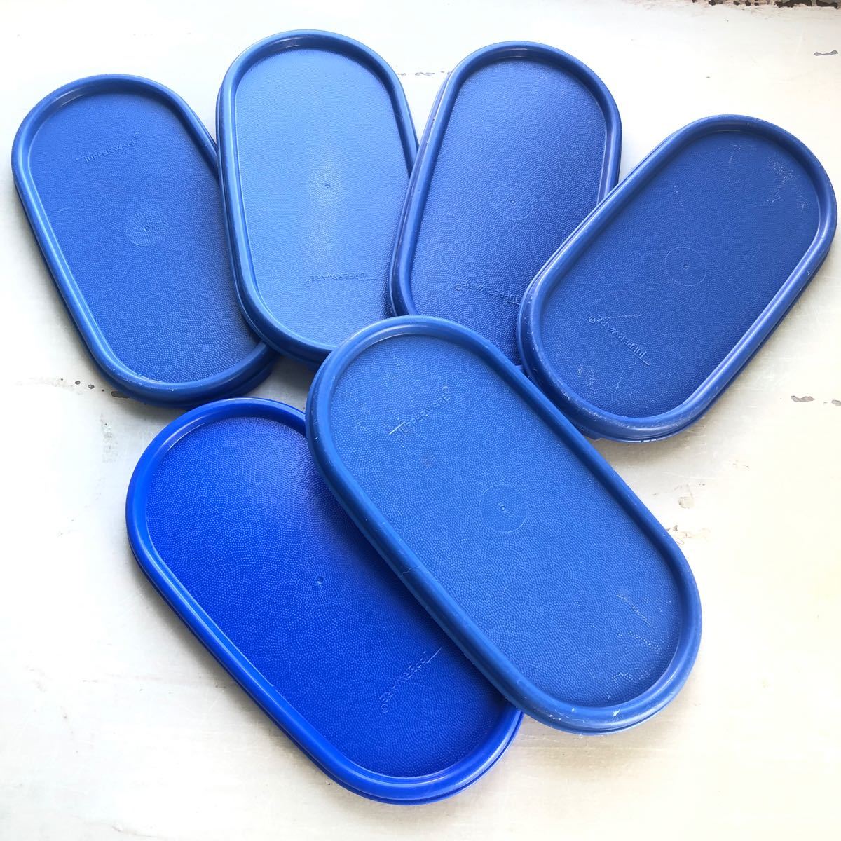 Tupperware タッパーウェア USED MMだ円　#4・#3・#2・#1 6個セット　シールはブルー