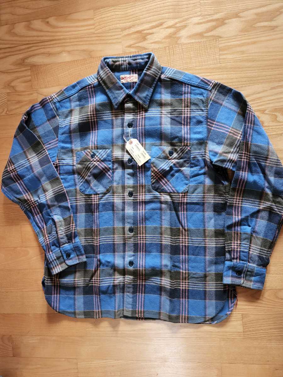 SALE!　送料込★東洋　SUGAR CANE シュガーケーン SC28955 TWILL CHECK WORK SHIRT ツイルチェック　長袖ワークシャツ　ブルー　L