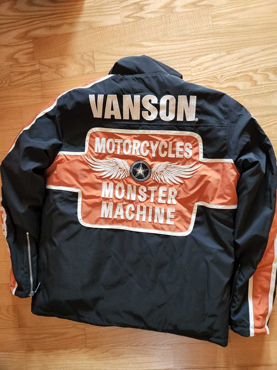 SALE!　送料込★VANSON　バンソン　NVJK-2207 ナイロンジャケット　中綿　アルミプリント　バイカー　ブラック×オレンジ　XXL_画像1