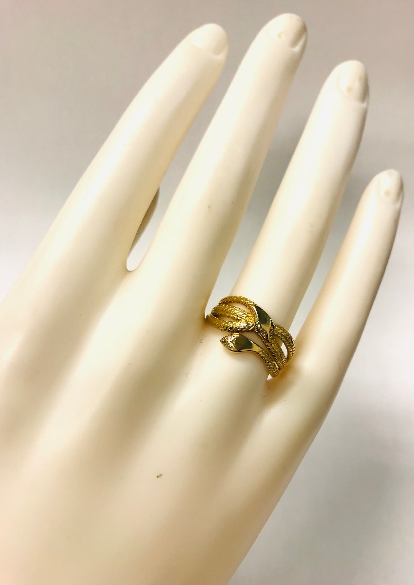 qoj. YMJ04 K18 スネークダイヤリング ダイヤ0.04CT 17号 | knowhowtrg.com