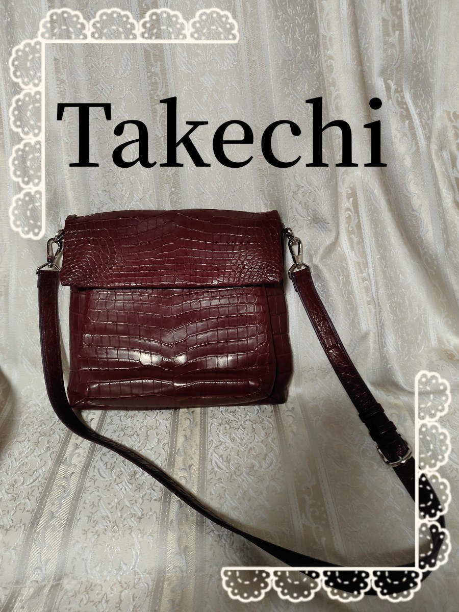 【takechi】ショルダーバッグ クロコダイル 赤