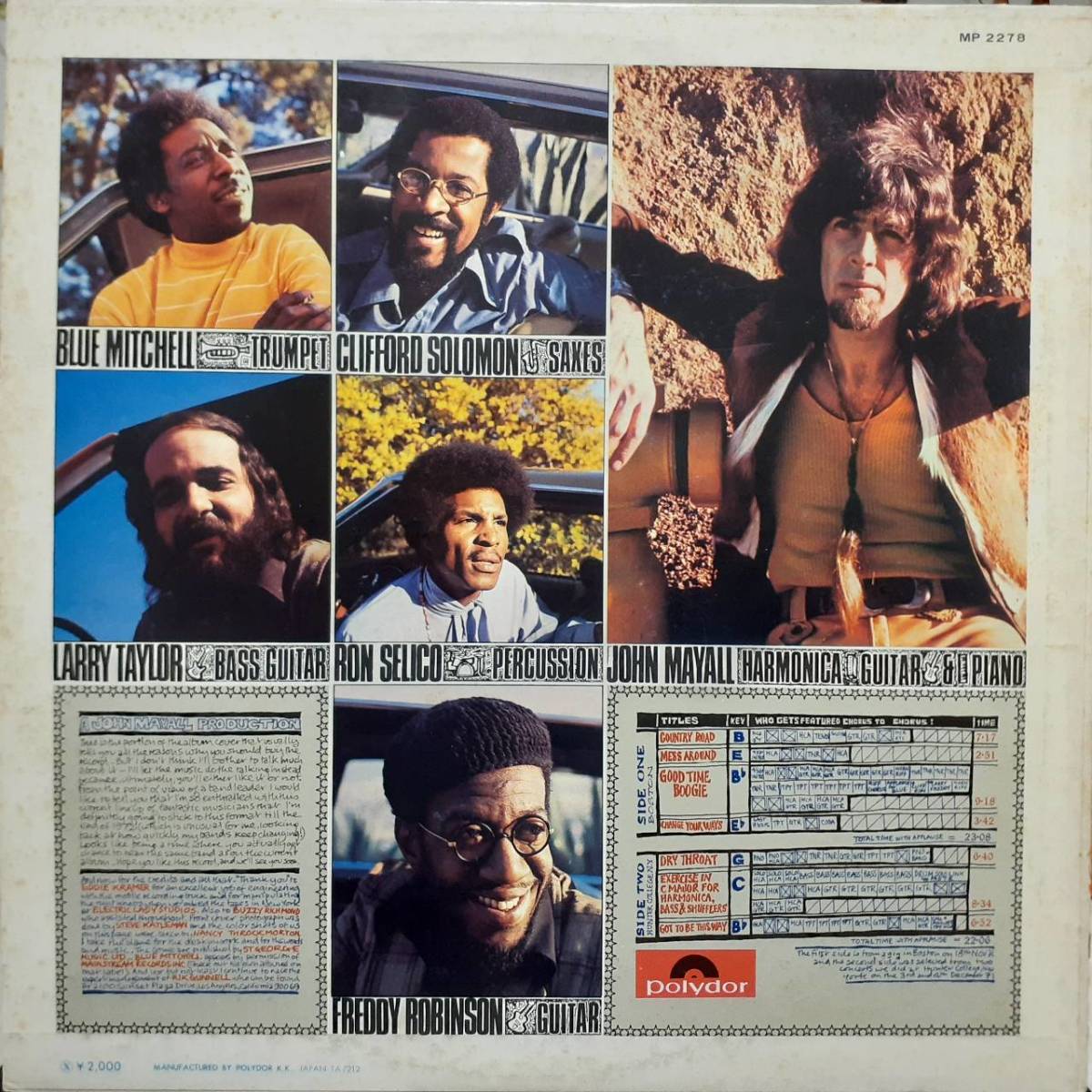 PROMO日本盤LP！見本盤 白ラベル！John Mayall /Jazz Blues Fusion 1971年 POLYDOR MP2278 Freddie Robinson Blue Mitchell Blues Breakers_画像3