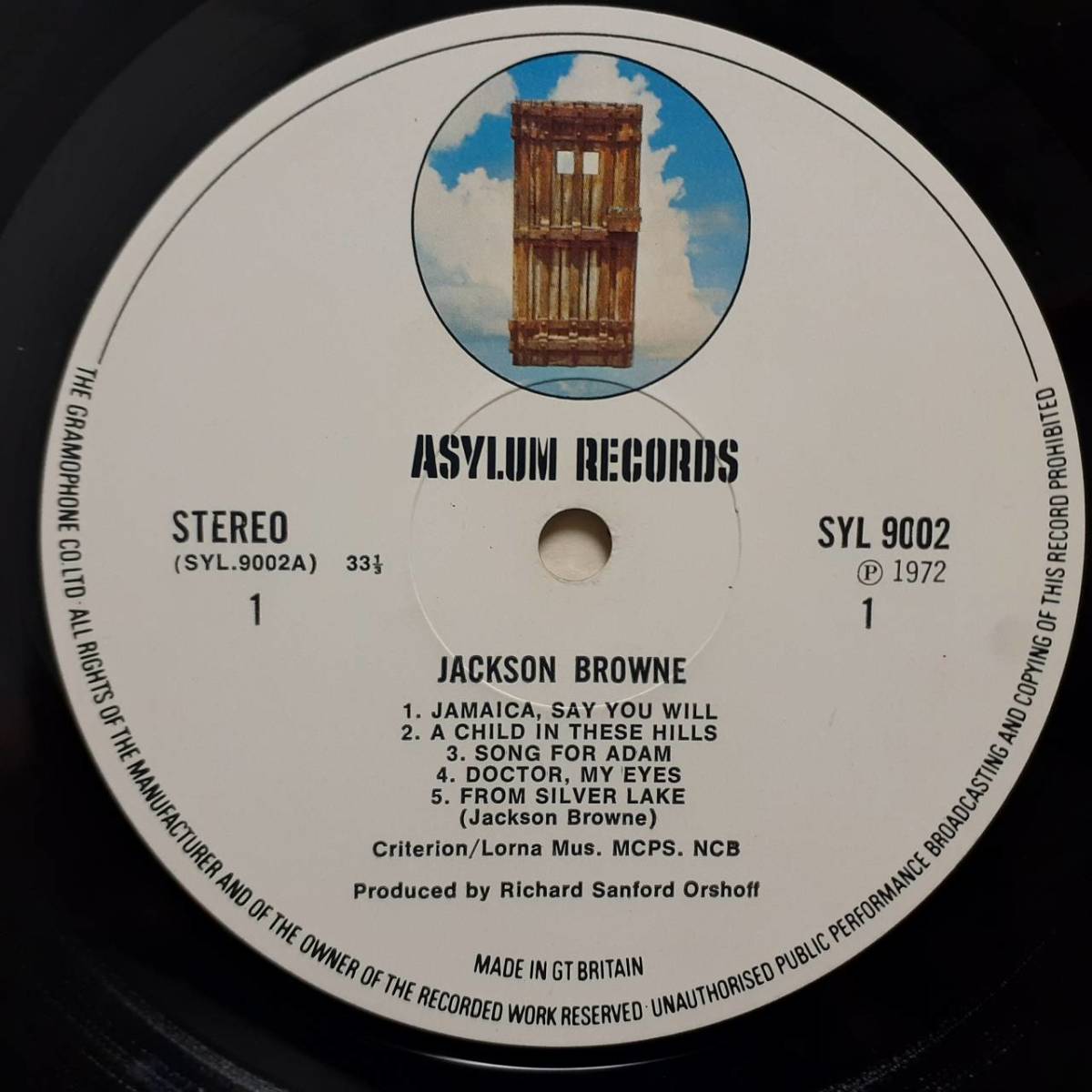 高音質！英ASYLUMオリジLP 白ラベル Jackson Browne / Jackson Browne (1st) 1972年 SYL 9002 テクスチャー・ジャケ！ジャクソン・ブラウン_画像2