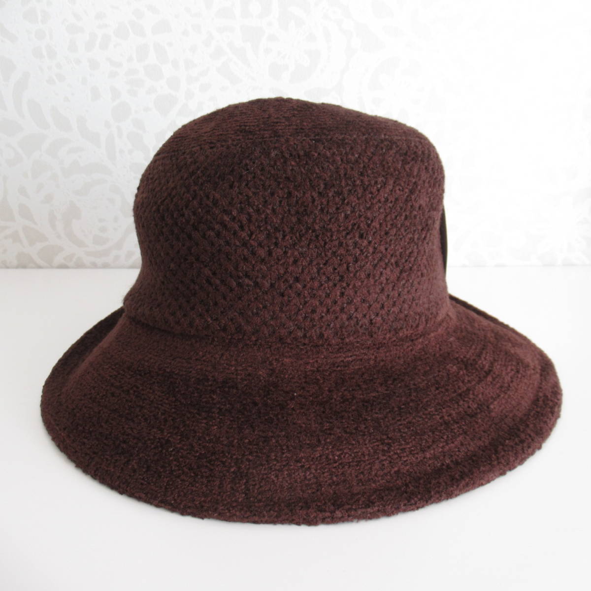 ■未使用　型くずれしにくい　モチーフ付き帽子　S（56cm）　ブラウン系■_画像3