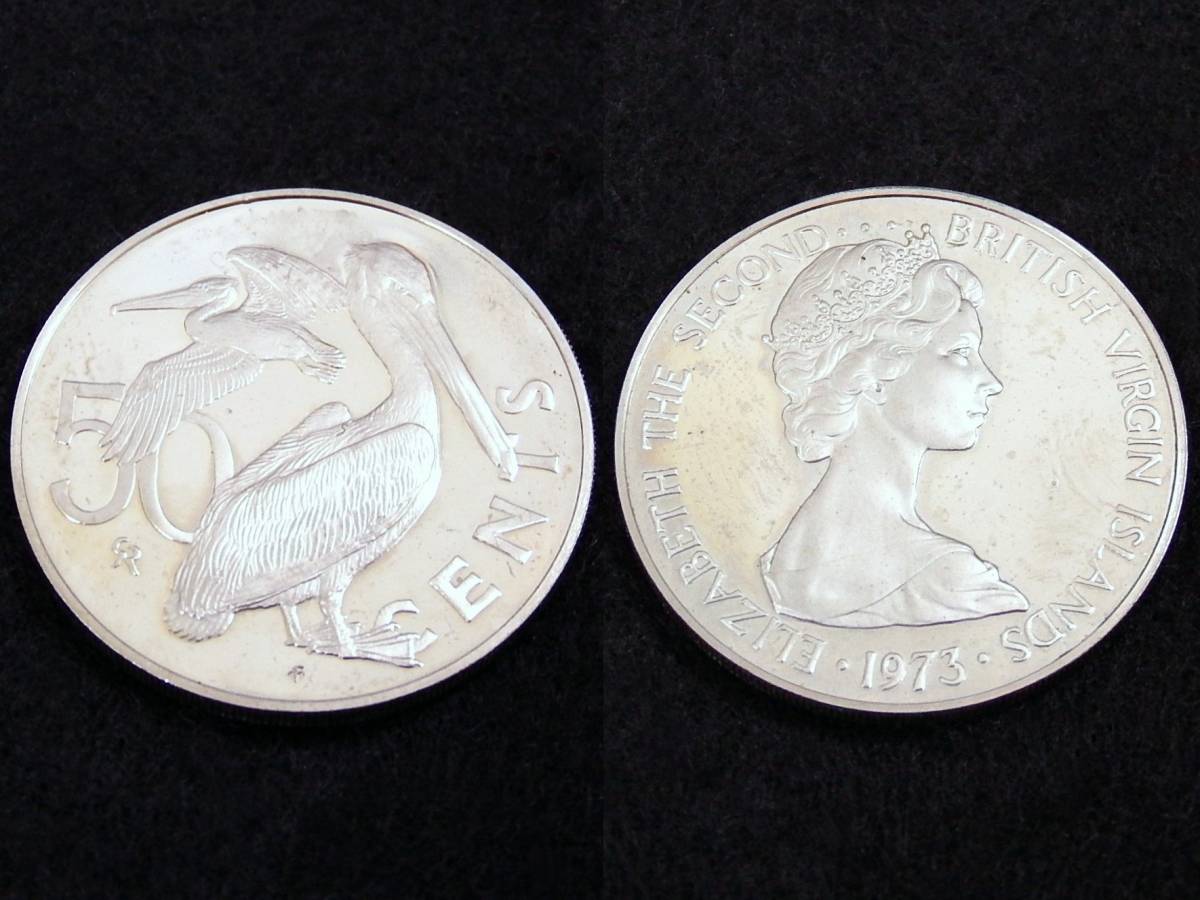 34534☆イギリス領バージン諸島 VIRGIN ISLANDS プルーフセット コイン 6種 ケース付 1973年 フランクリンミントの画像4