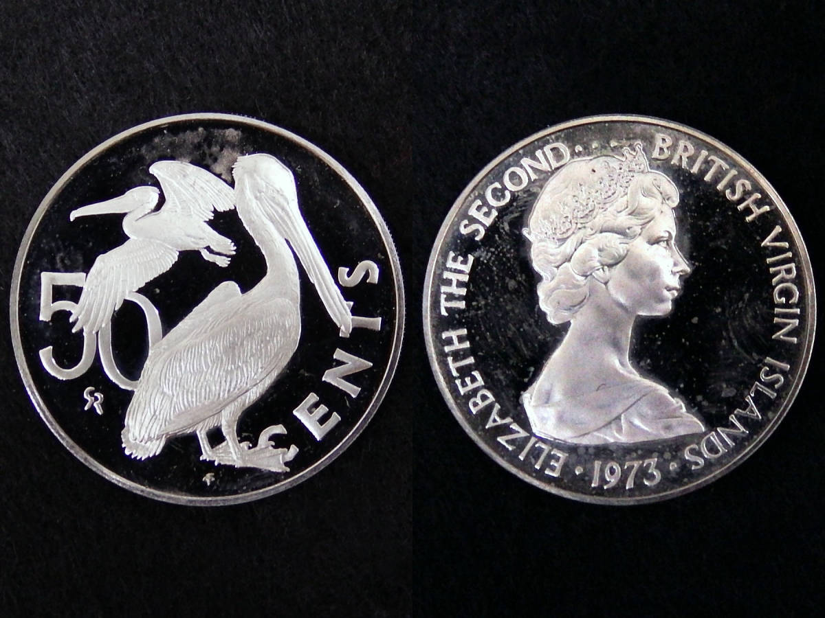 34534☆イギリス領バージン諸島 VIRGIN ISLANDS プルーフセット コイン 6種 ケース付 1973年 フランクリンミントの画像5