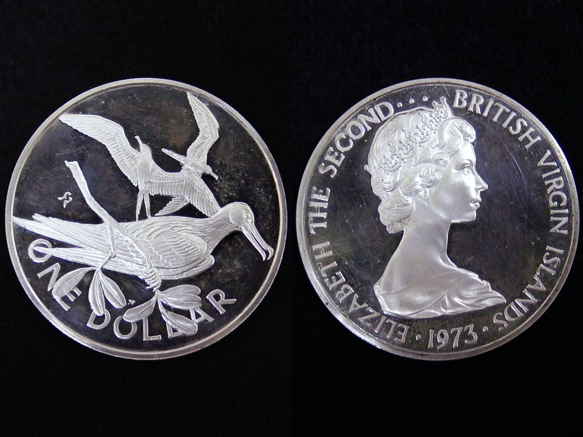 34534☆イギリス領バージン諸島 VIRGIN ISLANDS プルーフセット コイン 6種 ケース付 1973年 フランクリンミントの画像3
