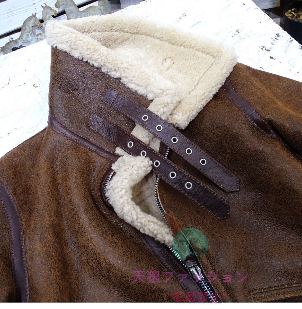 *B-3 flight jacket sheep leather mouton sheepskin fur solid AUS natural leather original leather coat heavy winter clothing men's fashion extremely thick 2 color S~3XL