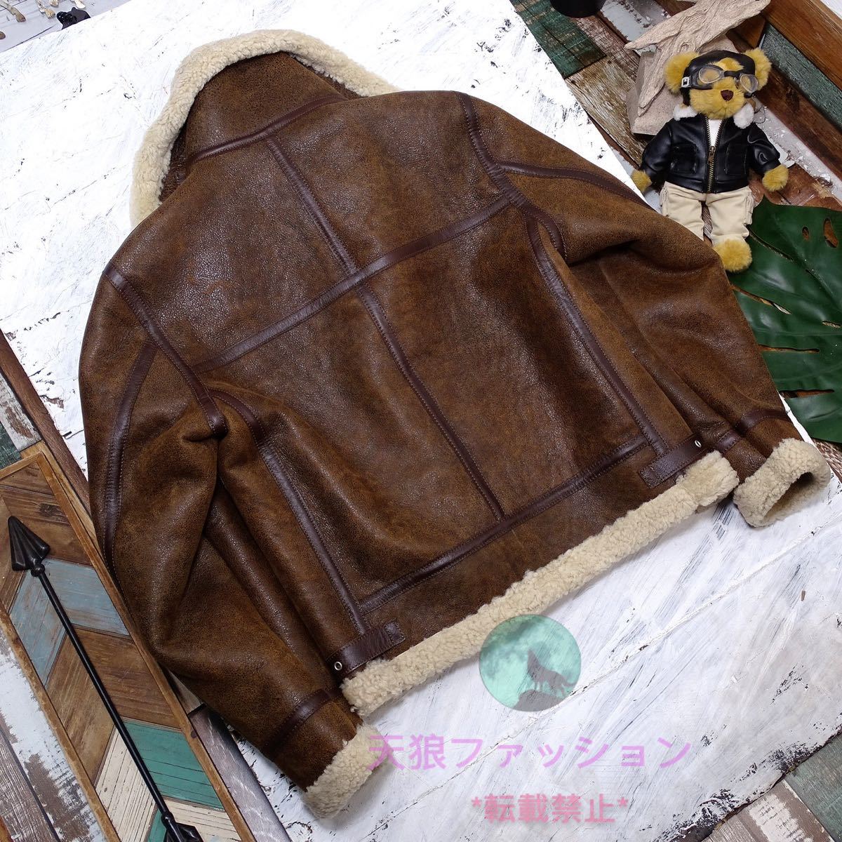 *B-3 flight jacket sheep leather mouton sheepskin fur solid AUS natural leather original leather coat heavy winter clothing men's fashion extremely thick 2 color S~3XL