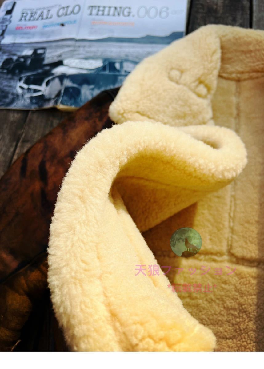 ●B-3 ムートン 羊革＋馬革 フライトジャケット 毛皮一体 シープスキン+ホースハイド 天然革 本革 コート ヴィンテージ AUSメリノ S～4XL_画像4