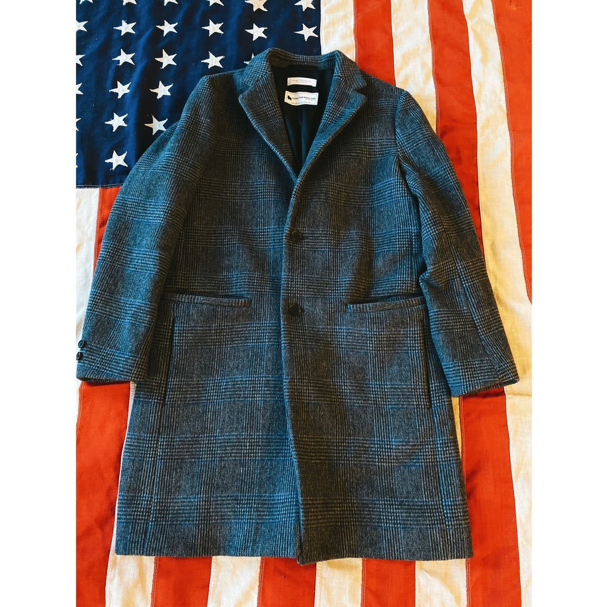 希少＆美品!UNITED ARROWS BEAUTY & YOUTH EXTRA FINE WOOL CHECK CHESTER COAT ユナイテッドアローズウールチェックチェスターコート